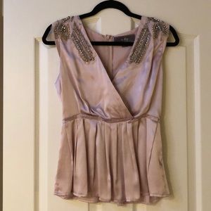 Blush cap sleeve blouse